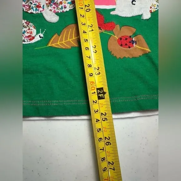 W.L. Monsoon Girls 6T 100% Cotton Appliqué Hedgehog Striped Tunic Shirt Dress - Picture 7 of 9